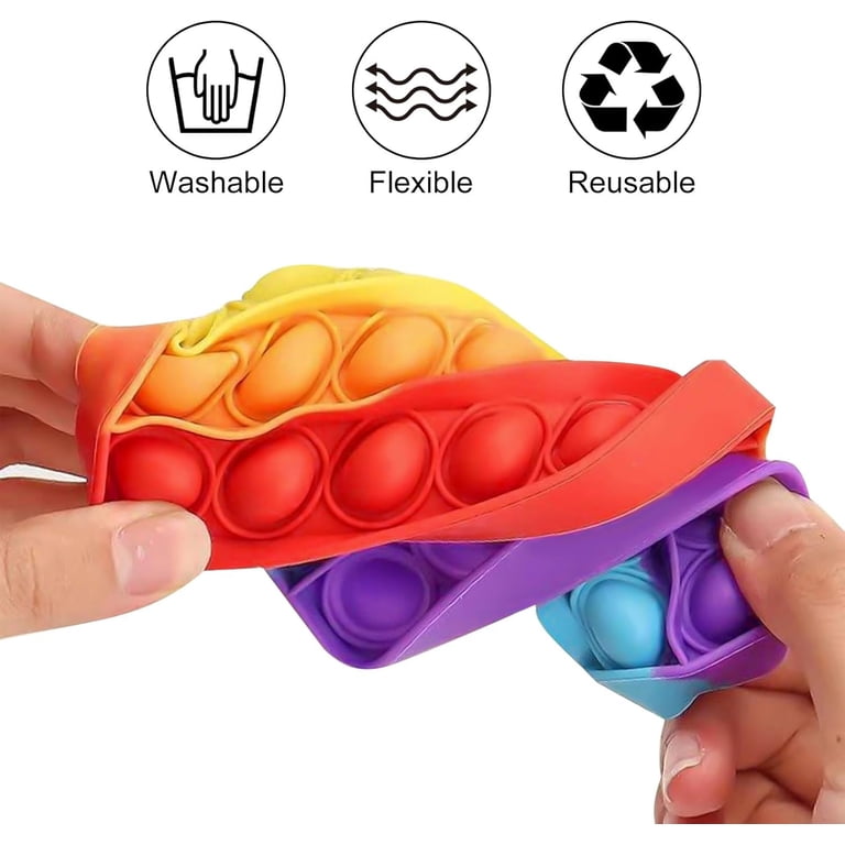 2 Pack Poppit Fidget Speelgoed – Rond En Vierkant – Met Letters En Cijfers – BPA-vrij Silicone – Voor Stressverlichting En Educatie