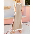 thumbnail image 4 of Women's 2 Piece Sets Boho Color Block Sleeveless Maxi Dress Matching Shorts with Pockets, 4 of 6