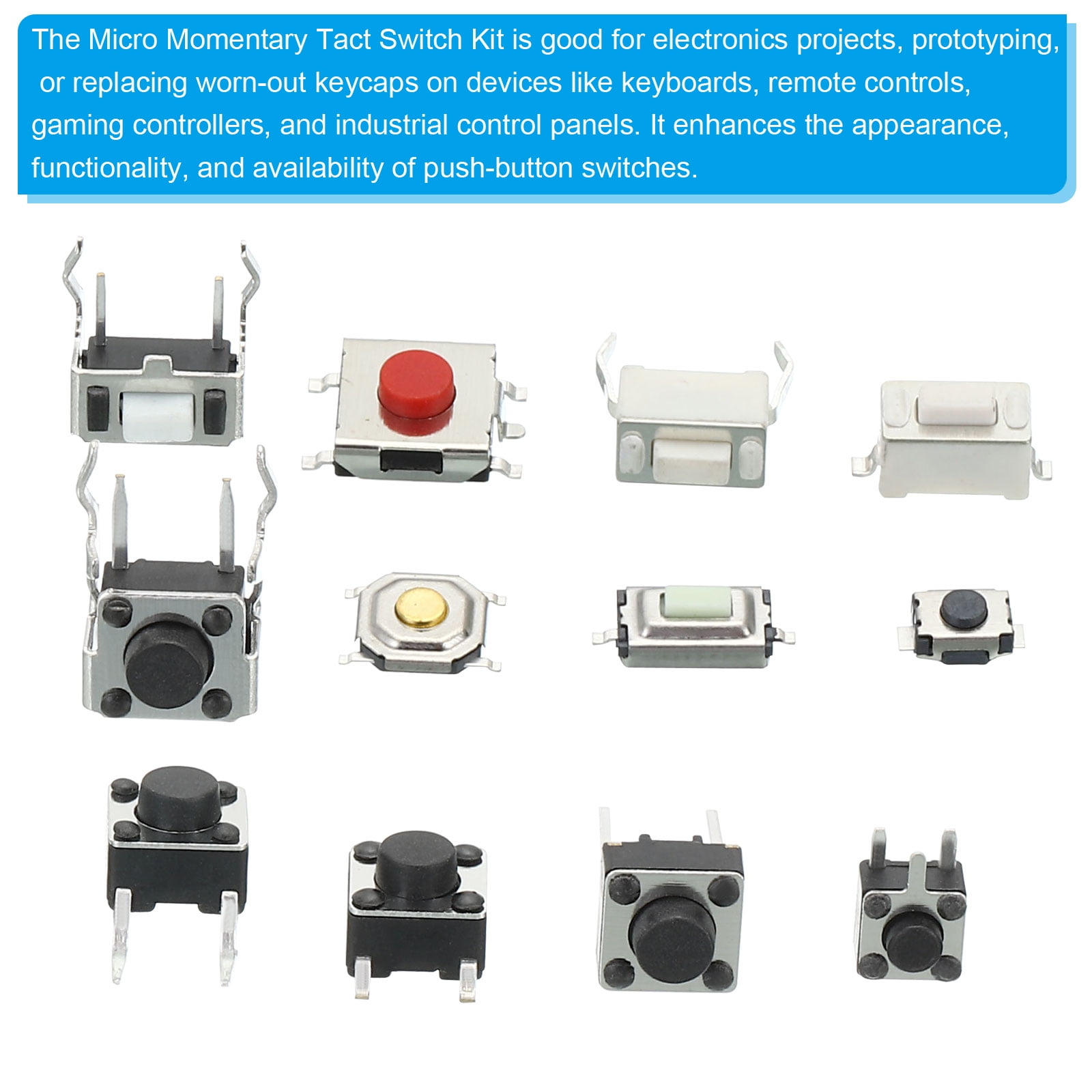 Sourcing Map Lot De 22 Interrupteurs à Bouton-poussoir Tactile