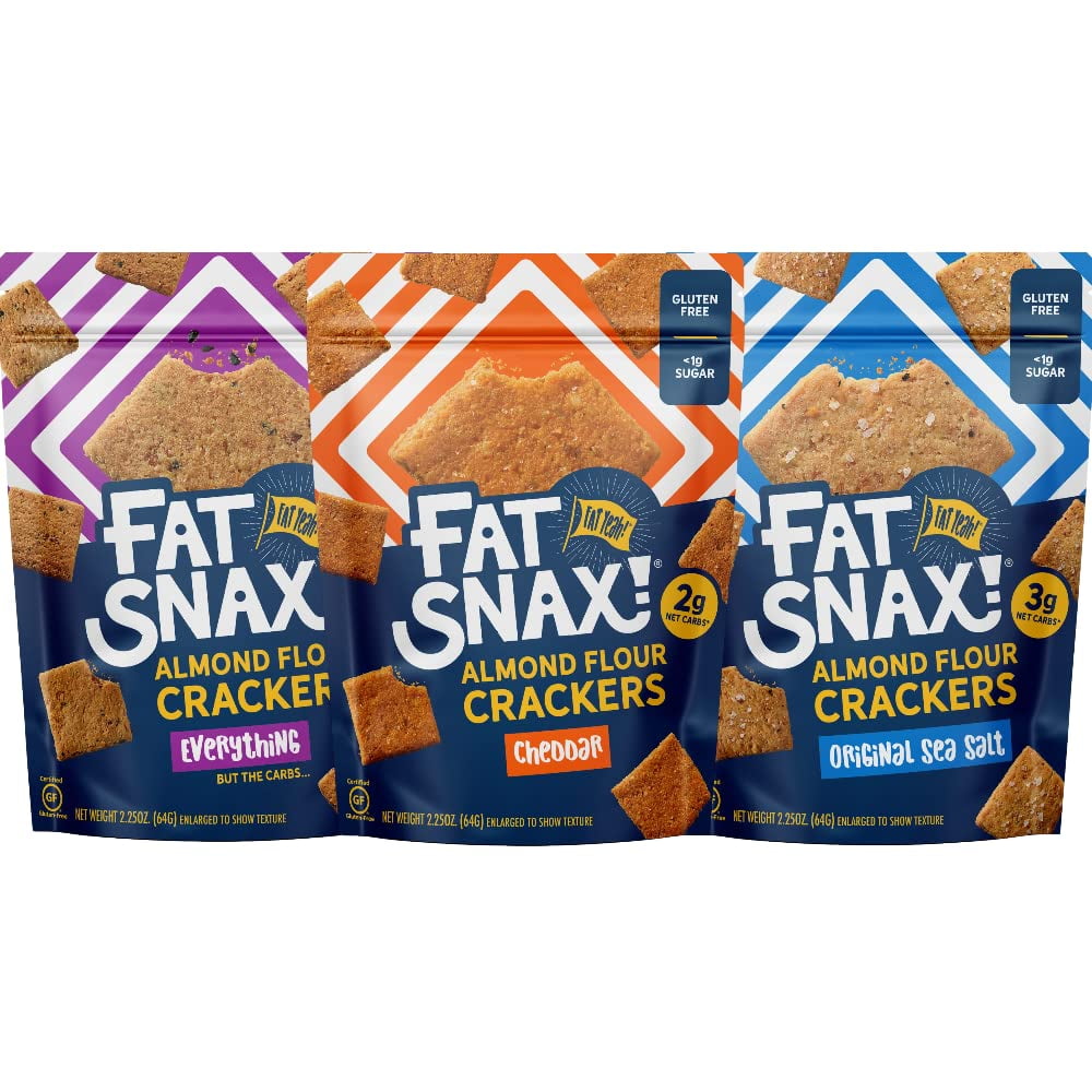 Fat Snax Almond Flour Gluten-Free Crackers - Low-Carb Keto Crackers ...