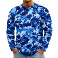 thumbnail image 3 of LNZGNM T-shirts for Men Long Sleeve Crew Neck Camo Comfortable Soft with Easy Care Tee Vacation Leisure Everyday,Royal Blue(XXL), 3 of 8