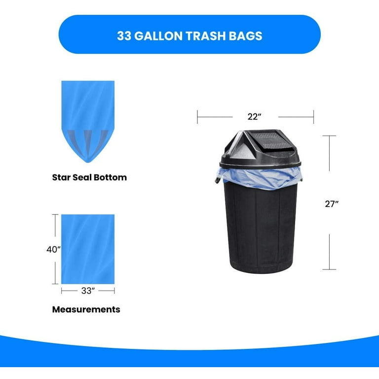 Heavy Duty Large Blue Recycling Bags by Ultrasac - 33 Gallon (Giant