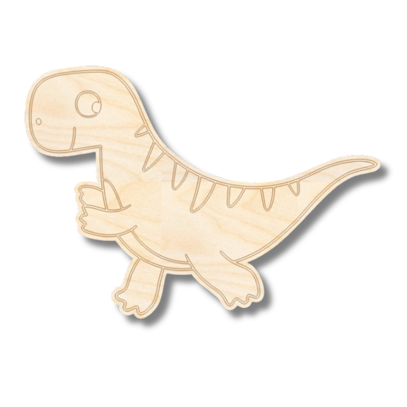 Unfinished Wood Etched Tyrannosaurus Shape | Paint By Line Crafts 10" / 1/8"