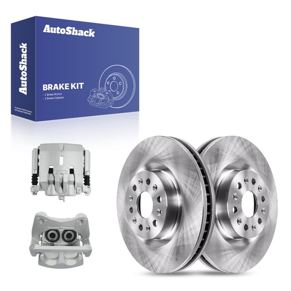 AutoShack Front Vented Brake Rotors   Calipers 4-PC Brake Kit Replacement for 2018-2020 Buick Enclave 13.58" (345 mm)