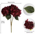 thumbnail image 2 of Burgundy Artificial Hydrangea Flowers, Heads White Silk Hydrangeas Fake Dried Flowers with Stems Faux Hydrangea for Wedding Bouquet Centerpieces for Table Wall Decorations (Burgundy), 2 of 2