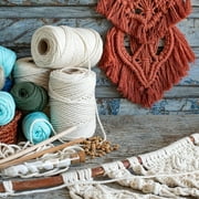 Macrame Cord 3mm x 109 Yards Natural Macrame Cotton Rope, Macrame Rope Soft Cotton Cord Craft Rope Macrame Yarn for Plant Hanger Wall Hanger