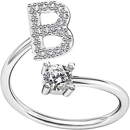 Letter Open Ring Adjustable Women Rings ,Adjustable Fashion Premium Letter Ring Suitable For Girlfriend And Wife B