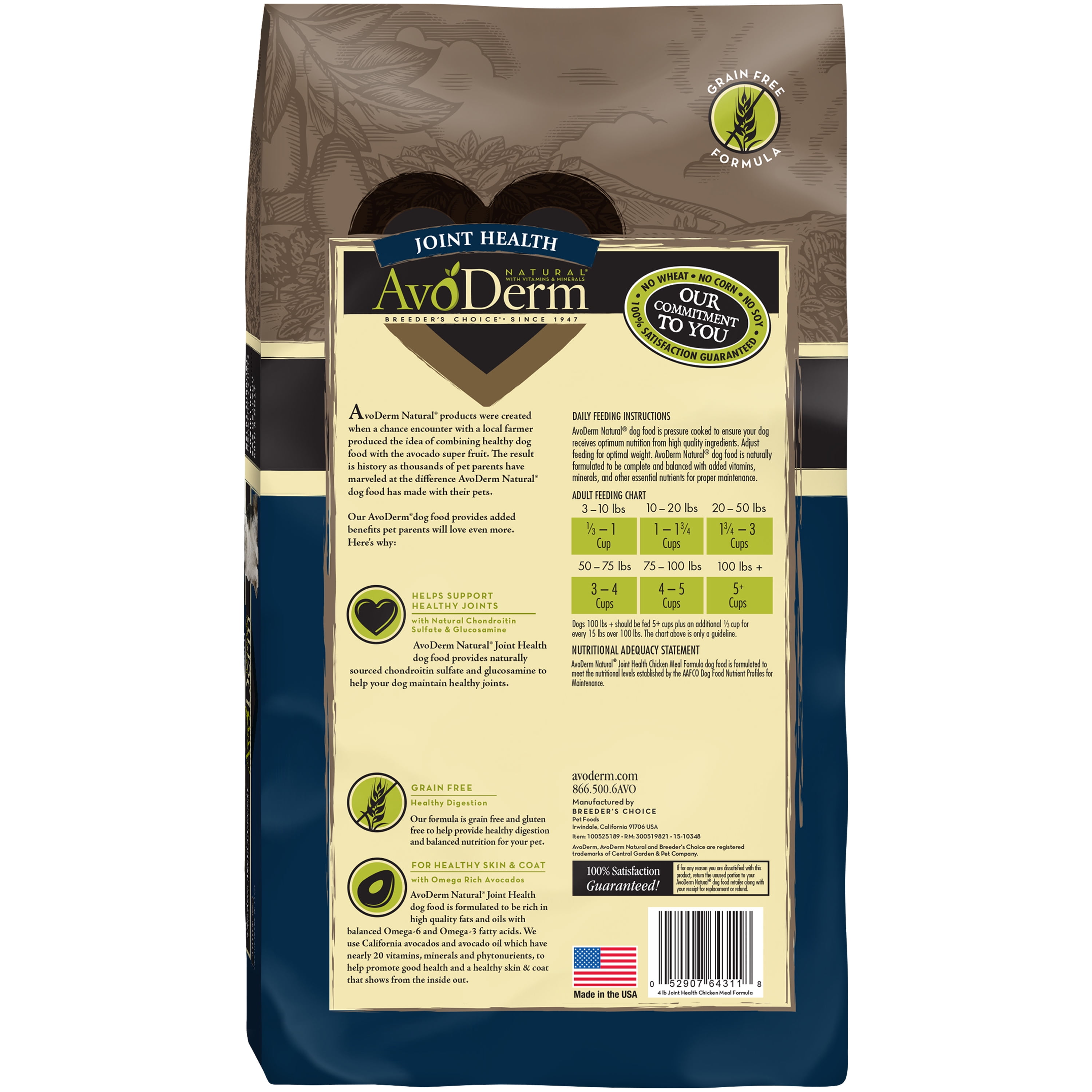 AvoDerm Joint Health Grain Free Chicken Meal Dry Dog Food 4LB