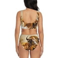 thumbnail image 3 of Wukai Yak Women's Bikini Set Two Piece,wimsuit High Waisted V Neck Twist Front Adjustable Spaghetti Straps Bathing Suit-Large, 3 of 7