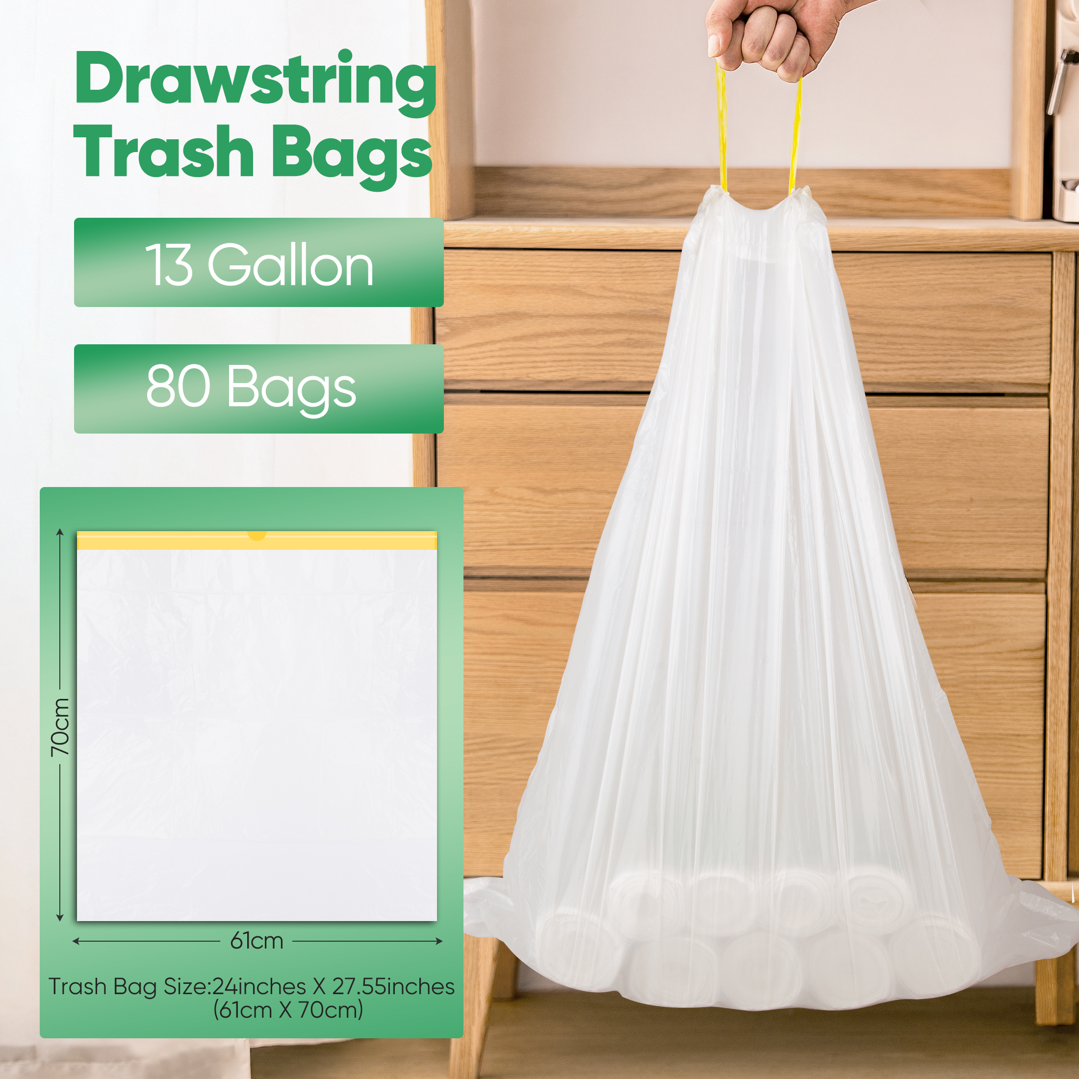 MYSPRI 13 Gallon Trash Bags, Lemon Scent, 80 Count photo 6