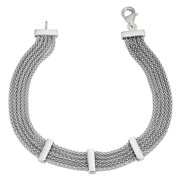 KoolJewelry Sterling Silver Five Strand Popcorn Chain Bracelet (10.5mm, 7.5 inch)