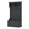 thumbnail image 6 of Newest Modern Hall Tree with 4 Hooks, Shoe Bench and Storage Cabinet,Black, 6 of 15