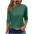 thumbnail image 2 of Agkizg Womens Fall Clothing Plus Size Womens Tops Long Sleeve Blouses Solid Color Crew Neck 3/4 Sleeve Loose Fitting Casual T Shirts for Fall Winter XXL, 2 of 5