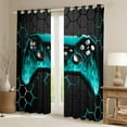 thumbnail image 2 of Manfei Game Console Curtains and Drapes (52x63),Gamer Gaming Blackout Curtains for Bedroom,Cyan Geometric Geometry Curtains Pack of 2 (52x63),Breathable Bedroom Decorative, 2 of 6