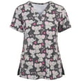 thumbnail image 1 of Pompotops Blouse à Manches Courtes Col en V pour Femmes avec Poches Imprimées Uniforme Infirmière, 1 of 3