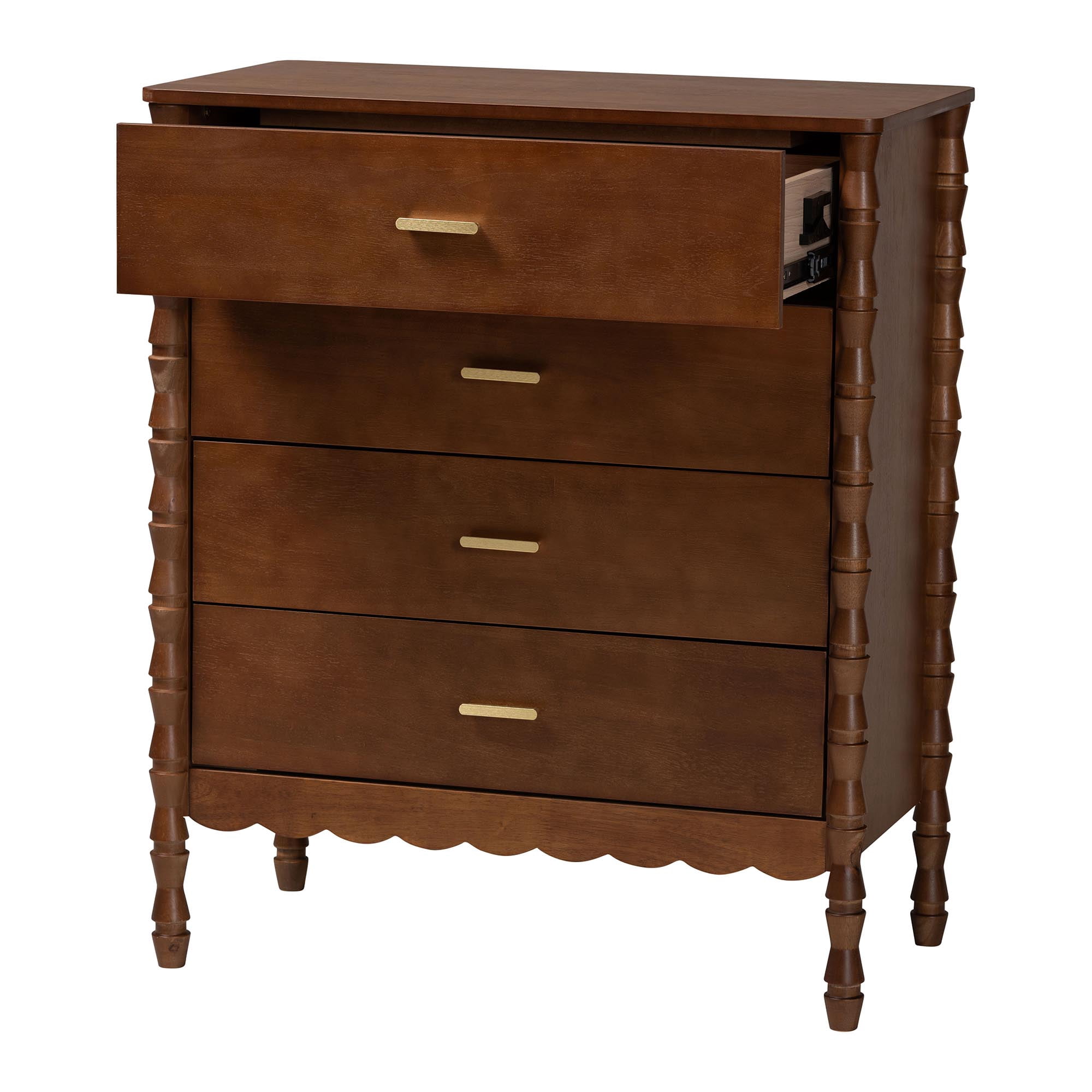 Baxton Studio Danette Modern Chest, 4-Drawer, Walnut Brown