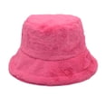thumbnail image 3 of NMMUED Winter Faux Fur Fuzzy Bucket Hat Fluffy Warm Hat for Women Men Hot Pink M, 3 of 3