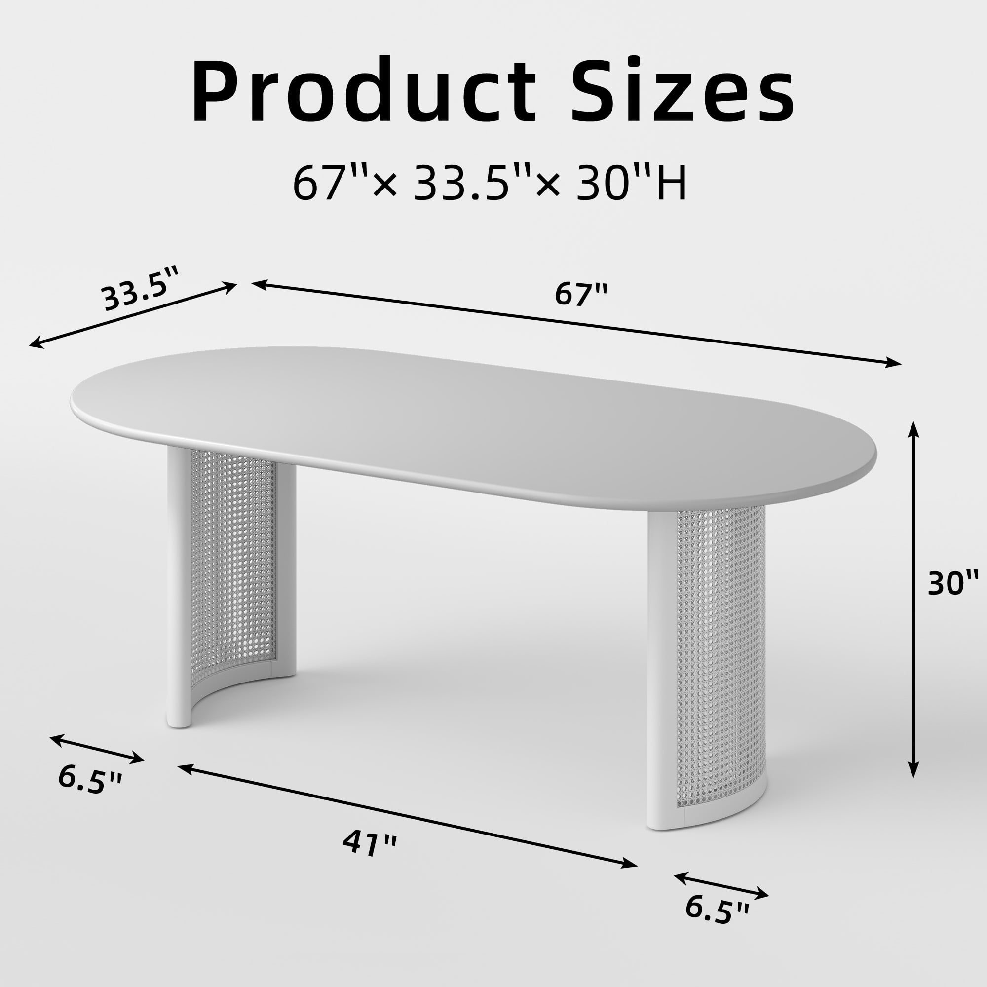 MAYEERTY 67x33.5x30 Modern Oval Dining Table for Kitchen Homey Family Dinners, Natural Wood ​