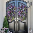 thumbnail image 4 of Clearance under $15! Wreaths for front Door Kingtowag Artificial Floral Wreath, Spring front Door Wreath, Greenery Wreath for Porch, Window, Home, Farmhouse Hanging Party Decor Festival Holiday, 4 of 9