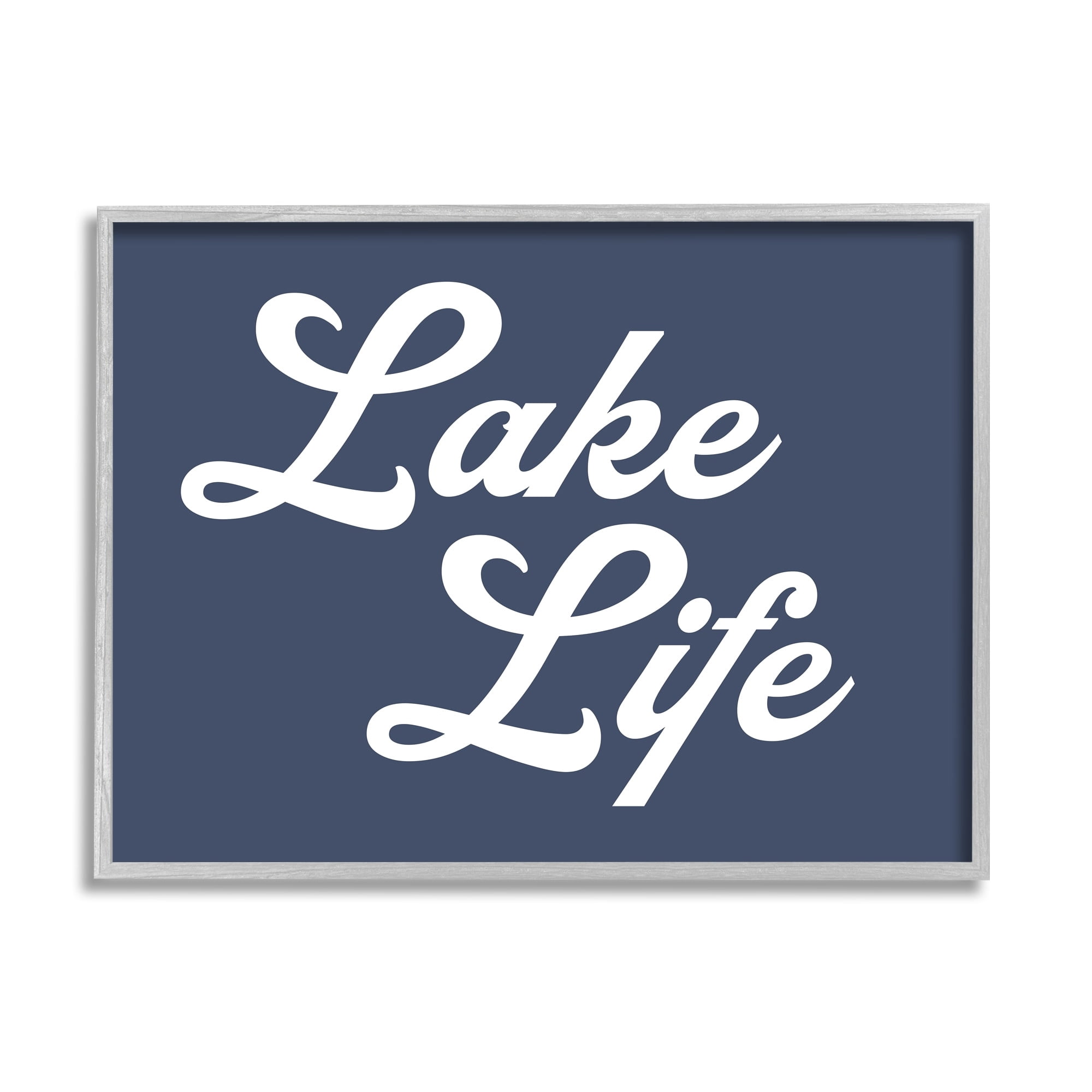 Stupell Industries Trendy Lake Life Phrase Solid Blue Sign,30 x 24, Design by Daphne Polselli