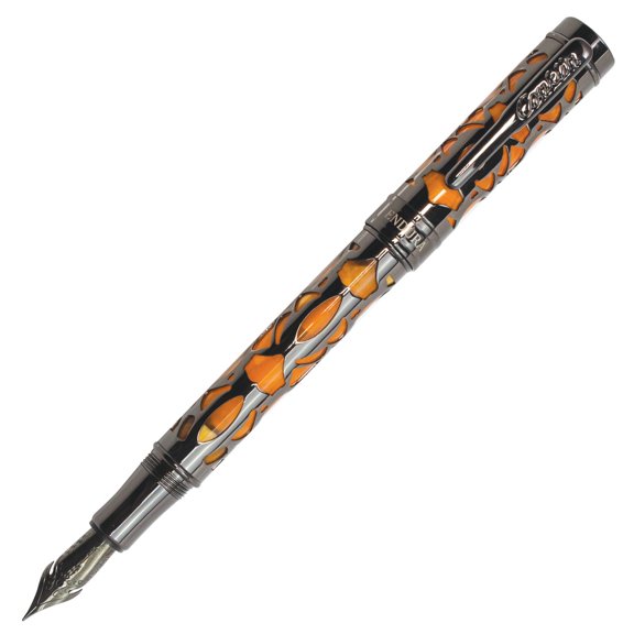 Conklin Endura Deco Crest Fountain Pen - Orange  Gunmetal
