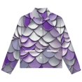 thumbnail image 4 of Jackets for Women Winter Coat Jackets Flannel Stand Collar Jacket(Purple Glitter Scale Print,Size:S-4XL), 4 of 7