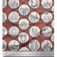 thumbnail image 1 of Soimoi Brown polyester Crepe Fabric Different City Monuments Architectural Fabric Prints By Yard 42 Inch Wide, 1 of 3