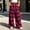 Red, variant on Women's Plaid Wide Leg Pants Lounge Elastic Waist Pants Loose Fall Winter Baggy Pants with Pocket Casual Vacation Trendy Clothes Black L