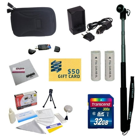 47th Street Photo - Ultimate Kit for Canon PowerShot Elph 530 520 N Digital Camera with 2 NB-9L Battery + Charger + Mini tripod + 32GB Micro SD Memory Card + Slim Carrying Case + Cleaning Kit + More