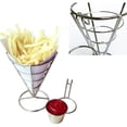 thumbnail image 2 of 2 Pcs Support de Frites Cônes de Frites Panier en Fil Métallique avec Trempettes à Sauce, 2 of 6