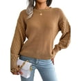 thumbnail image 2 of Women'S Winter Pullover Sweater Casual Long Sleeve Crewneck Loose Chunky Knit Jumper Tops Blouse Khaki S, 2 of 9