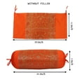 thumbnail image 4 of Stylo Culture Ethnic Polydupion Cylindrical Elephant Bolster Cases Pillow Covers Orange Jacquard Brocade Border Large Settee Cylinder Cushion Covers (Set of 2) | 30x15 Inches (76x38 cm), 4 of 5