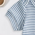 thumbnail image 7 of CAICJ98 Baby Boy Clothes Summer Crew Neck Striped Short Sleeve T-shirt Top & Elastic Waist Shorts Infant Newborn Boys Leisure Outfits (Blue,12-18 Months）, 7 of 7