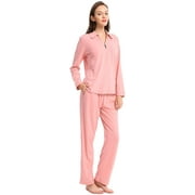 Pyjama Femme 100% Coton Pyjama Manches Longues Femme Vêtements de Nuit Loungewear S ~ XL