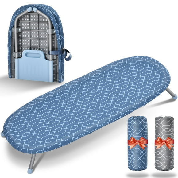 Kingrack Folding Ironing Board, Two Heat -Resistant Cover, Space Saver, Blue+Gray
