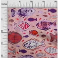 thumbnail image 2 of oneOone Cotton Poplin Red Fabric Asian Block Fish Sewing Material Print Fabric By The Yard 42 Inch Wide, 2 of 4