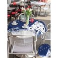 thumbnail image 4 of Outdoor Tablecloth with Umbrella Hole and Zipper, Navy Blue Christmas Round Table Cloth 60 Inch Waterproof Tablecloth, Xmas Tree Snowflake Winter Picnic Table Cover for Patio Camping, 4 of 7
