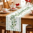 thumbnail image 5 of Eucalyptus Leaves Table Runner - 108 Inch Long Sage Green Plaid Watercolor Cotton and Linen Blended Dress Scarves Farmhouse Table Runner for Kitchen Dining, Coffee Table, 13" x 108", 5 of 8
