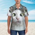 thumbnail image 2 of Pofeuu Funny Cat Print Hawaiian Shirt for Men Sleeves Casual Button Down Summer Beach Dress Shirts T-Shirts,, 2 of 7