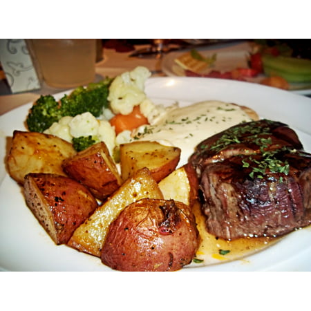 LAMINATED POSTER Cuisine Sirloin Potatoes Steak Meal Dish Food Poster Print 24 x