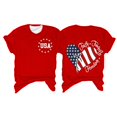 thumbnail image 2 of Hauts d'Été pour Femmes, Tenues de 4 Juillet 2024, Mode Féminine, Col Rond, Manches Courtes, Imprimé Drapeau Américain, Rouge, 2 of 3