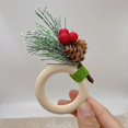 thumbnail image 3 of 6 Piezas de Anillos de Servilleta Navideños de Madera Hechos A Mano con Forma de Baya de Acebo para Bodas, Banquetes, Cumpleaños, Acción de Gracias, 3 of 8