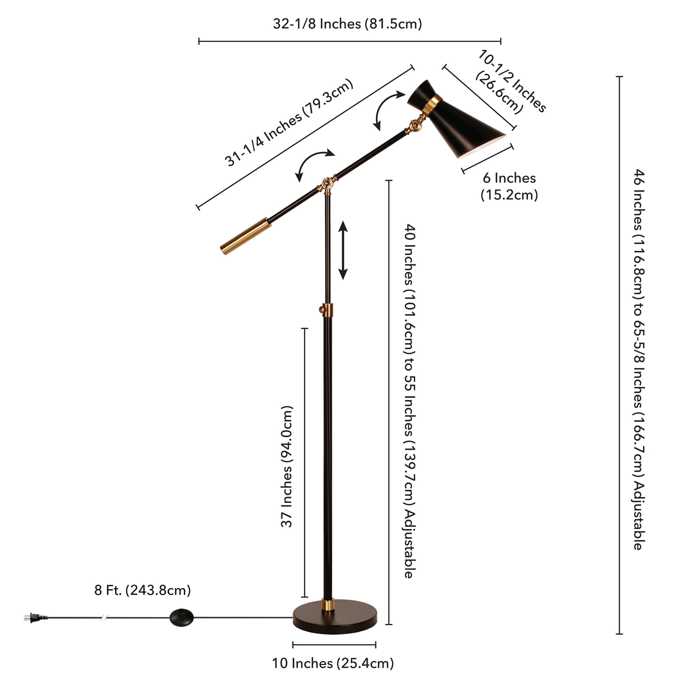 Evelyn&Zoe Industrial Metal Height-Adjustable Two-Tone Floor Lamp