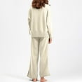 thumbnail image 4 of WTOBBY Women's Casual Knit Sweater and Wide Leg Pants Two-Piece Set, Loose Fit Comfortable Lounge Wear Outfit for Fall Winter, Fashionable Tracksuit with Soft Touch,Beige One Size, 4 of 6