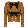 thumbnail image 6 of Ankola Women's Casual Sequin Jacket Long Sleeve Bow Open Front Crop Cargigan Coat Sparkly Glitter Crew Neck Party Tops, 6 of 7