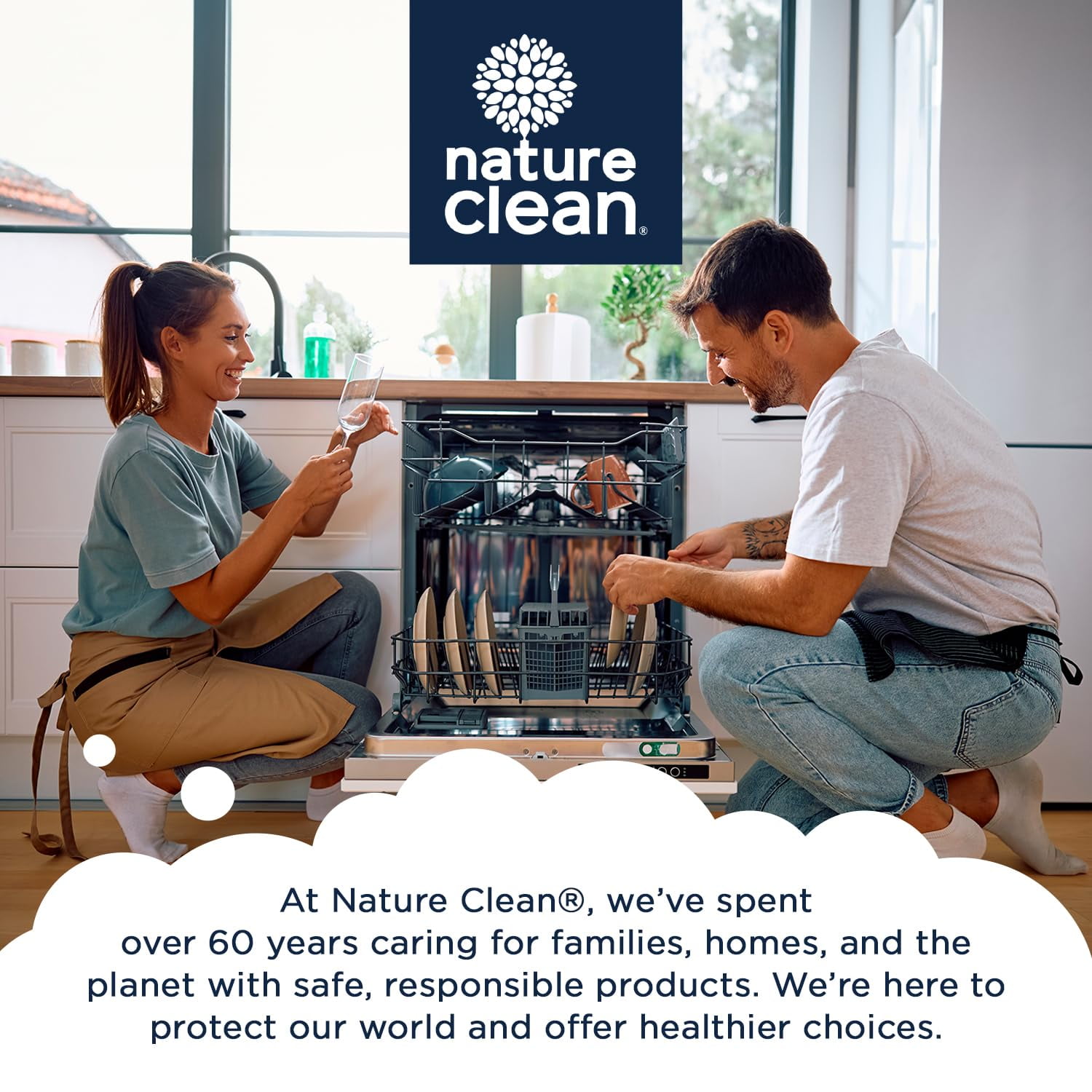 Nature Clean Non Toxic Dishwasher Detergent Pods, Plant-Based Dishwashing Pods, Non-Toxic & Unscented Dish Pods, Tough on Grease, Eco-Friendly Cleaning Power, 60 Count, Pack of 2