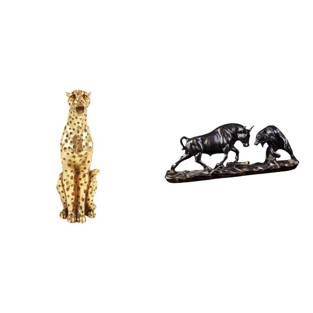 Figura de guepardo,Figura de guepardo dorado,adorno de escritorio moderno,Estatua de escritorio,Figura decorativa de pelea de toros y osos,Colecciones de esculturas de toros,artesanía de