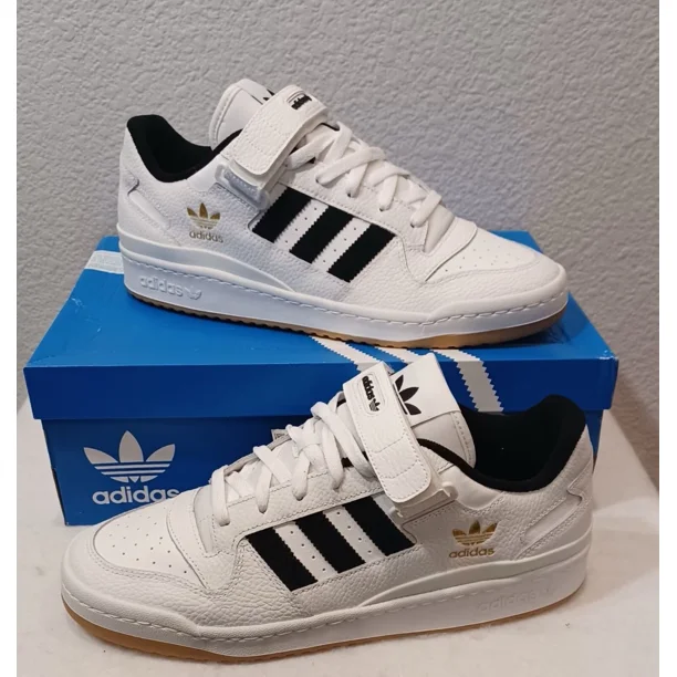 New Adi-das Originals Forum Low Shoes- White/Black/Gum (H01924) Men’s US 10