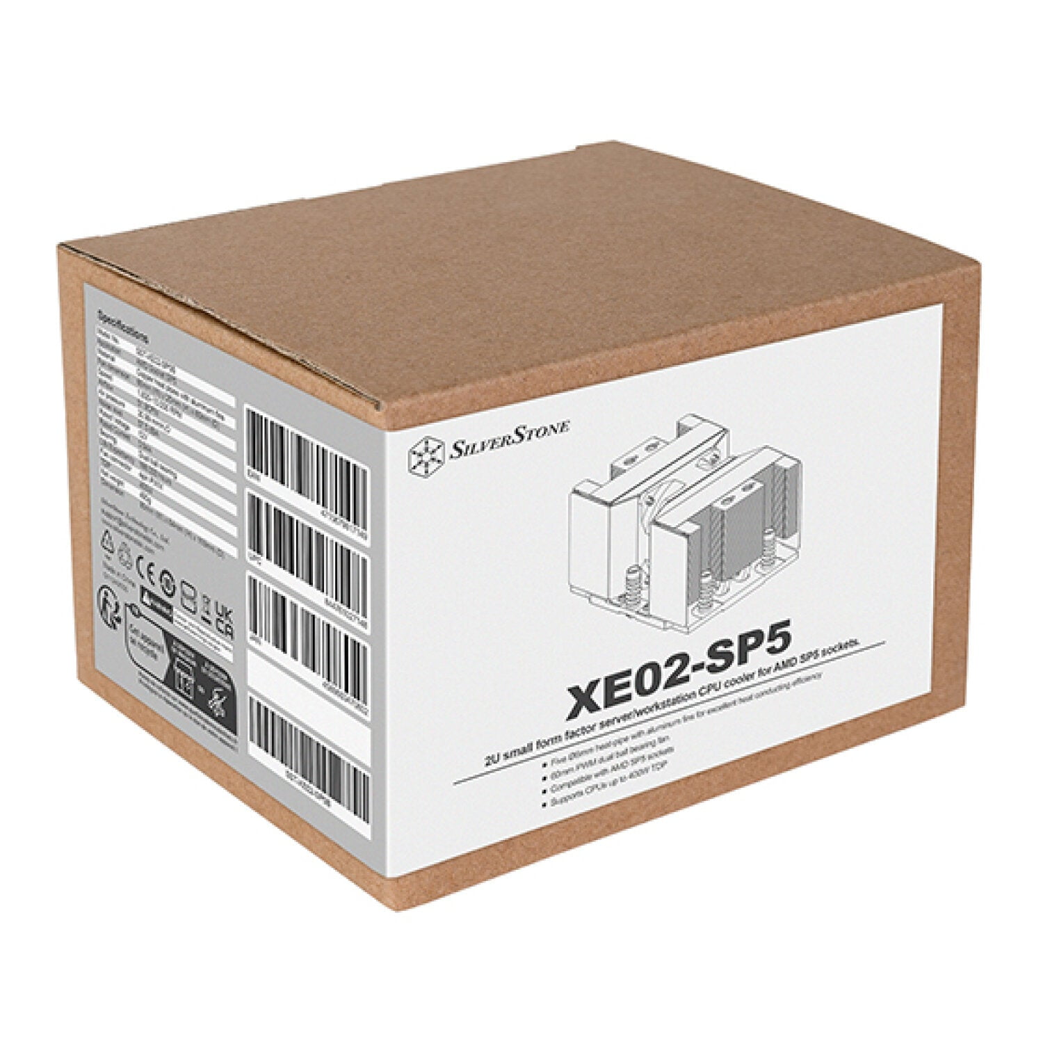 SilverStone XE02-SP5B 2U Small Form Factor Server / Workstation CPU Cooler for AMD SP5 Sockets