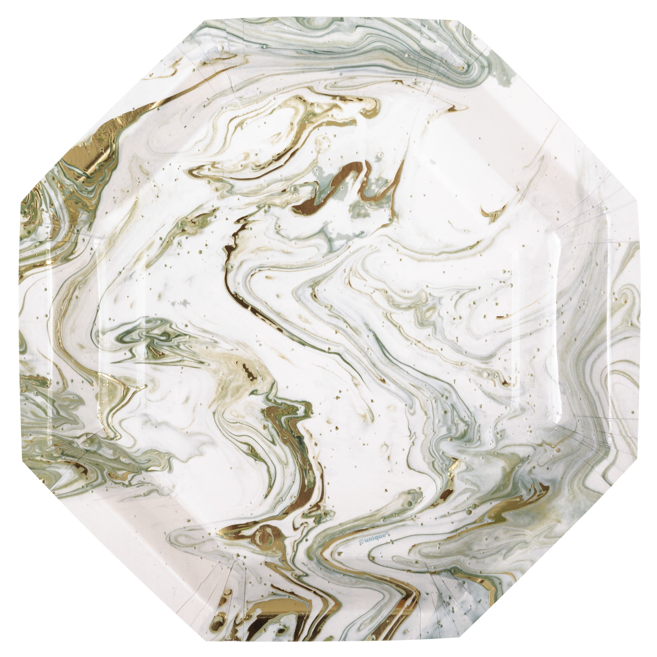 (6 pack) Gold and Silver Marble Paper Dinner Plates, 9.25", 8 Count, by Way To Celebrate